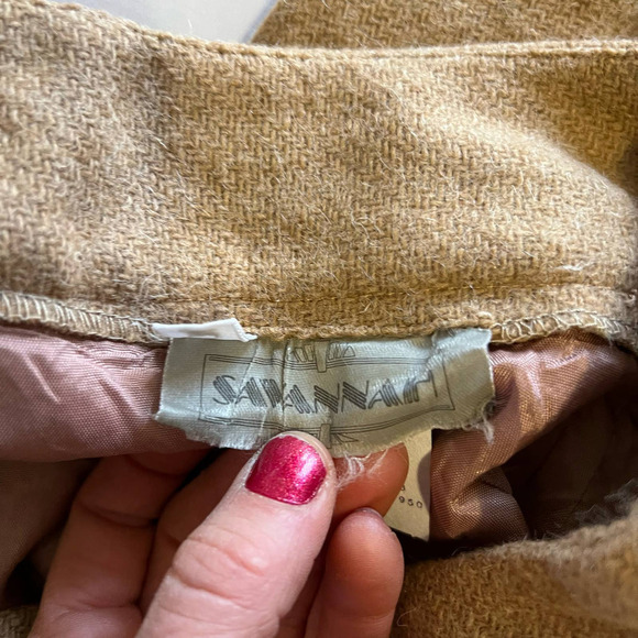 Vintage Savannah Light Brown Tan Wool A-line Skirt 12 - Picture 6 of 11
